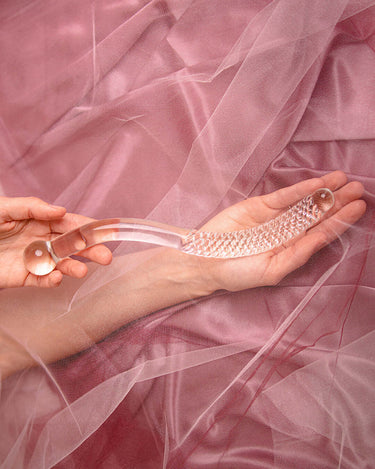 Glass Yoni Wand - The Cervix Wave: Natural Crystal Pleasure Tool for Healing and Self-Love